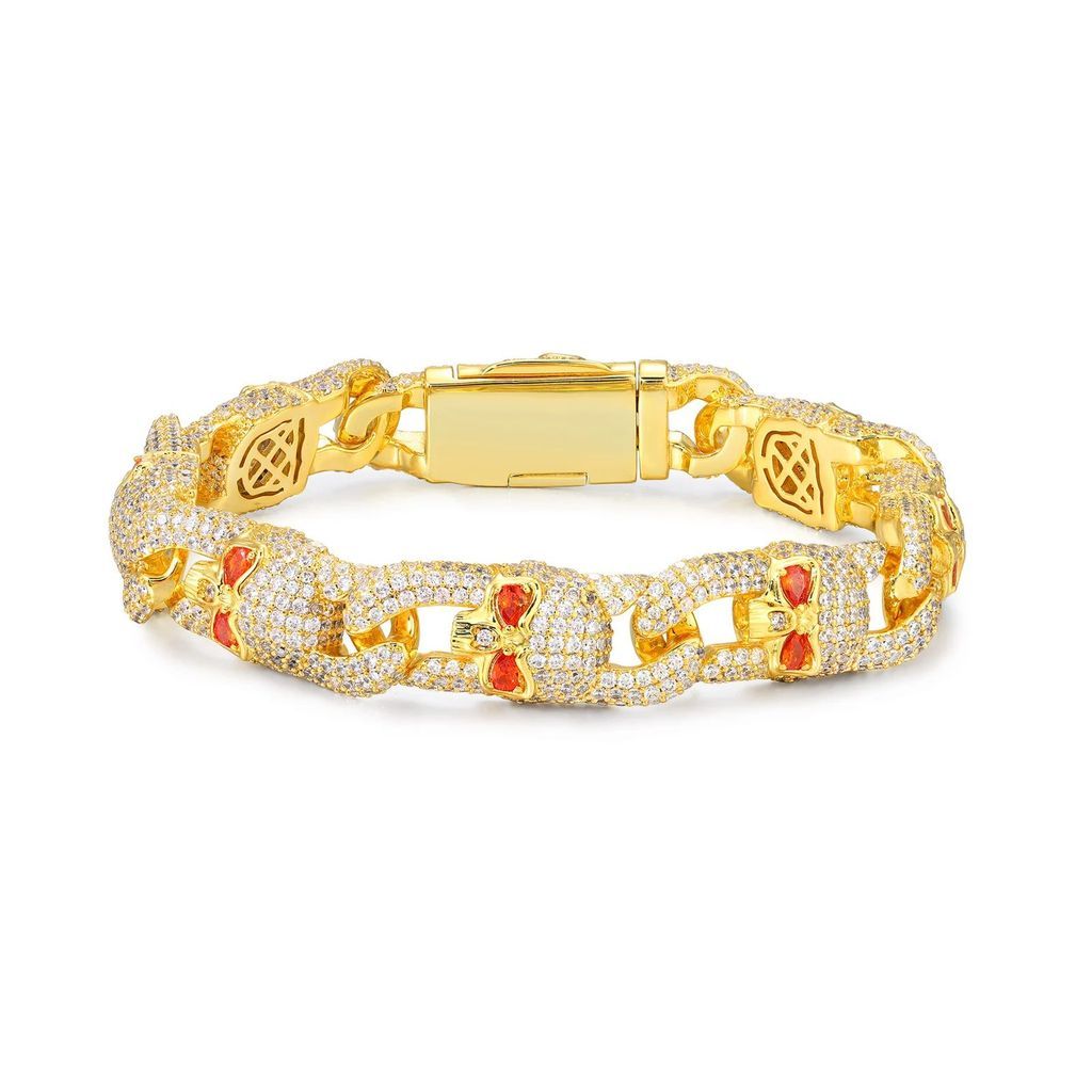 Lắc tay hình đầu lâu. Đá CZ, Mois. Skeleton Link Bracelet 925 Sterling Silver Mois. LT-CZ-MS-10004