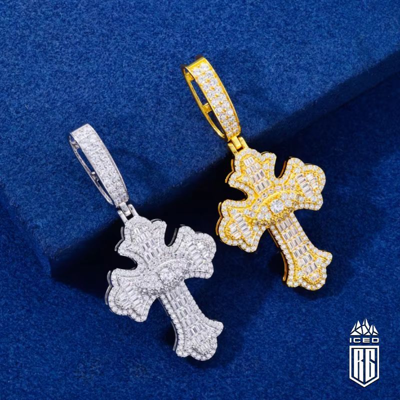 Mặt Dây chuyền Đá Moissanite D VVS1. 925 Sterling Silver Cross Pendant. MDC-CZ-10002