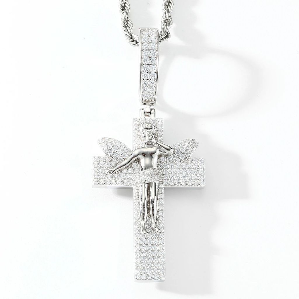 Mặt Dây chuyền Đá Moissanite D VVS1. 925 Sterling Silver Cross Pendant. MDC-CZ-10002