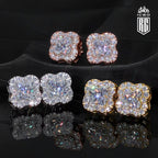 Bông Tai Hoa Bạc, Vàng hồng đá Moissanite. S925 Silver Moissanite Flower Earrings. BT-CZ-10001