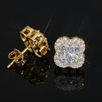 Bông Tai Hoa Bạc, Vàng hồng đá Moissanite. S925 Silver Moissanite Flower Earrings. BT-CZ-10001