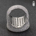 Nhẫn to bản, cho nam. Big Round Ring Luxury Full Diamond Signet Ring Cubic Zirconia. NX-CZ-10003
