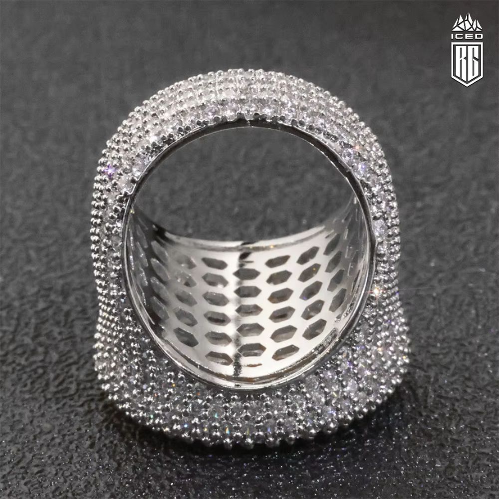 Nhẫn to bản, cho nam. Big Round Ring Luxury Full Diamond Signet Ring Cubic Zirconia. NX-CZ-10003