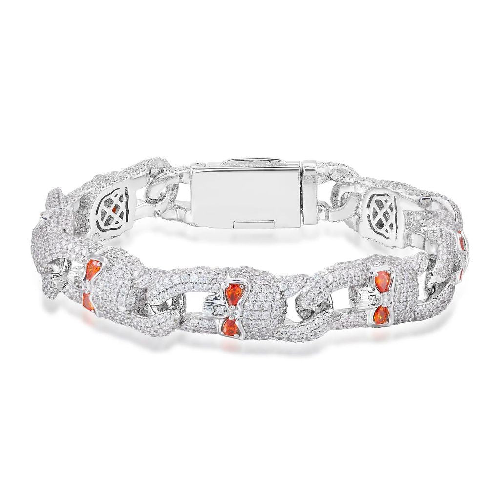 Lắc tay hình đầu lâu. Đá CZ, Mois. Skeleton Link Bracelet 925 Sterling Silver Mois. LT-CZ-MS-10004