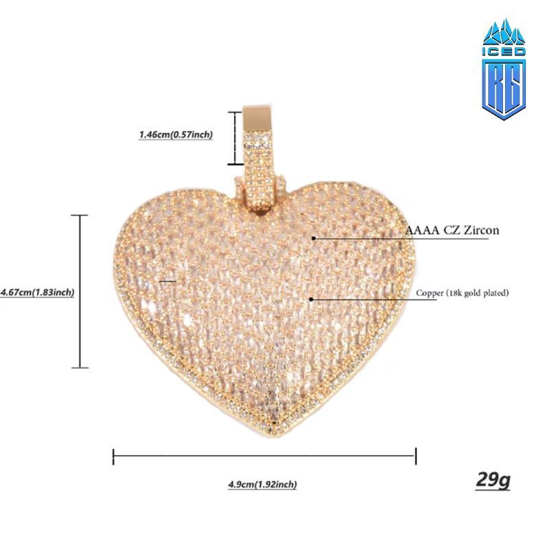Mặt dây chuyền trái tim CZ Stone Paved Bling Cubic Zirconia Heart Pendants Necklace. MDC-CZ-10007