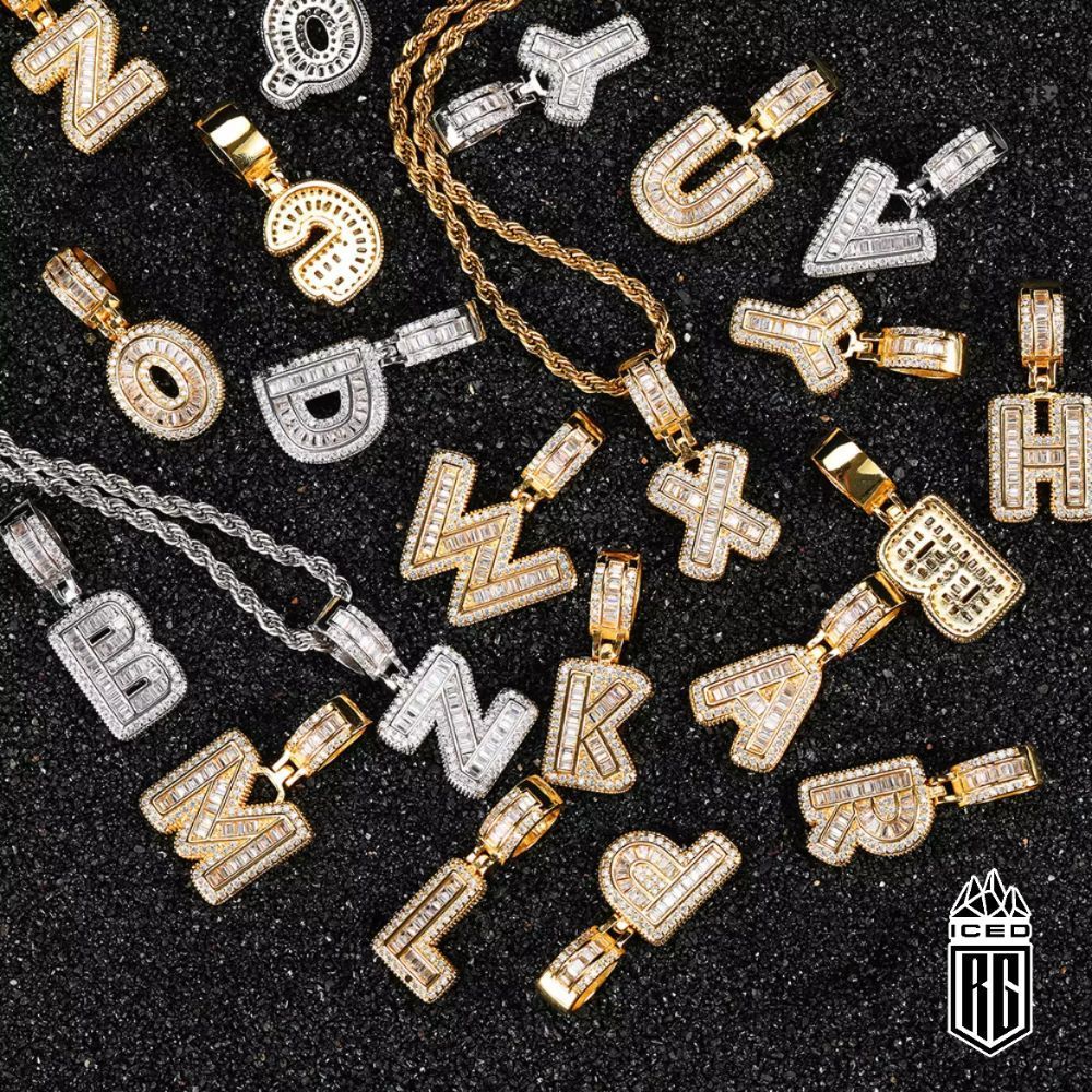 Mặt dây chuyền A tới Z. Gold Letter Hip Hop Bling Zircon Rock Sugar Single A To Z. MDC-CZ-10001