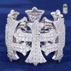 NHẪN KING. Crown Cross Ring 925 Sterling Silver Moissanite. NX-CZ-10002