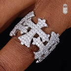 NHẪN KING. Crown Cross Ring 925 Sterling Silver Moissanite. NX-CZ-10002