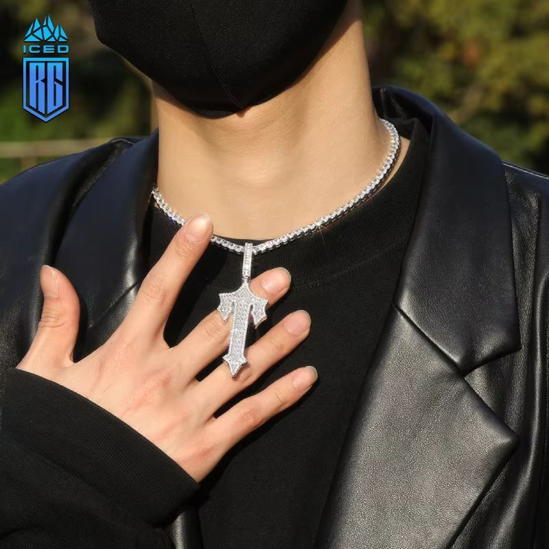 Mặt dây chuyền Cross CZ Stone Paved Bling Iced Out Anchor Cross Pendants Necklace MDC-CZ-10005