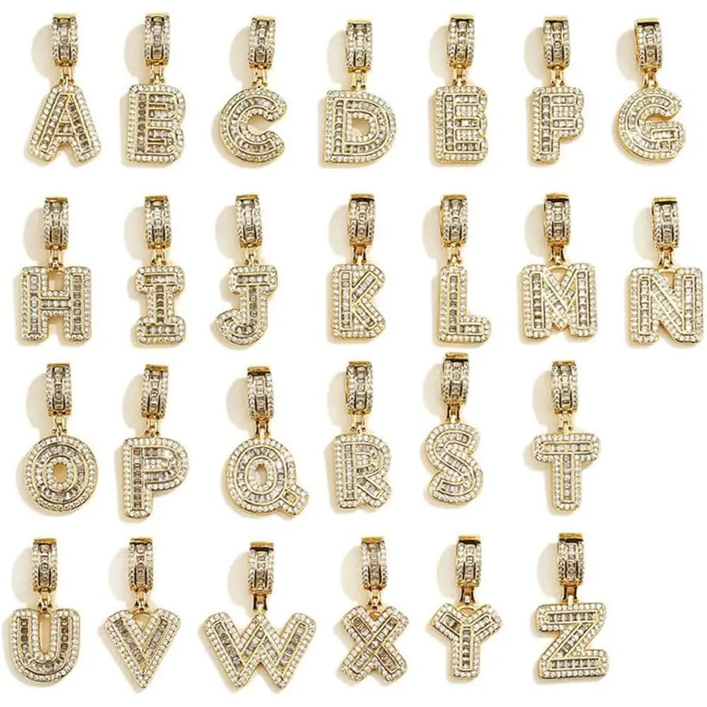 Mặt dây chuyền A tới Z. Gold Letter Hip Hop Bling Zircon Rock Sugar Single A To Z. MDC-CZ-10001