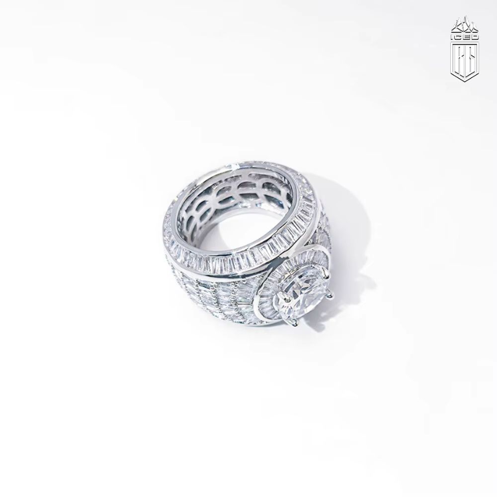 Nhẫn Hip Hop Claw Setting Big CZ Full Zircons Surface Ring Brass Shiny Rings. NX-CZ-10004