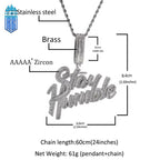 Mặt dây chuyền Stay Humble. CZ Stone Paved Bling Iced Out Letter Pendants . MDC-CZ-10004