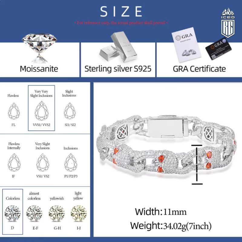Lắc tay hình đầu lâu. Đá CZ, Mois. Skeleton Link Bracelet 925 Sterling Silver Mois. LT-CZ-MS-10004