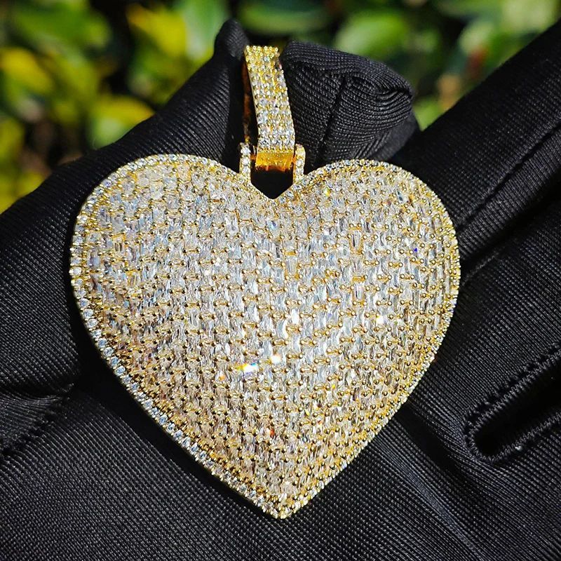 Mặt dây chuyền trái tim CZ Stone Paved Bling Cubic Zirconia Heart Pendants Necklace. MDC-CZ-10007