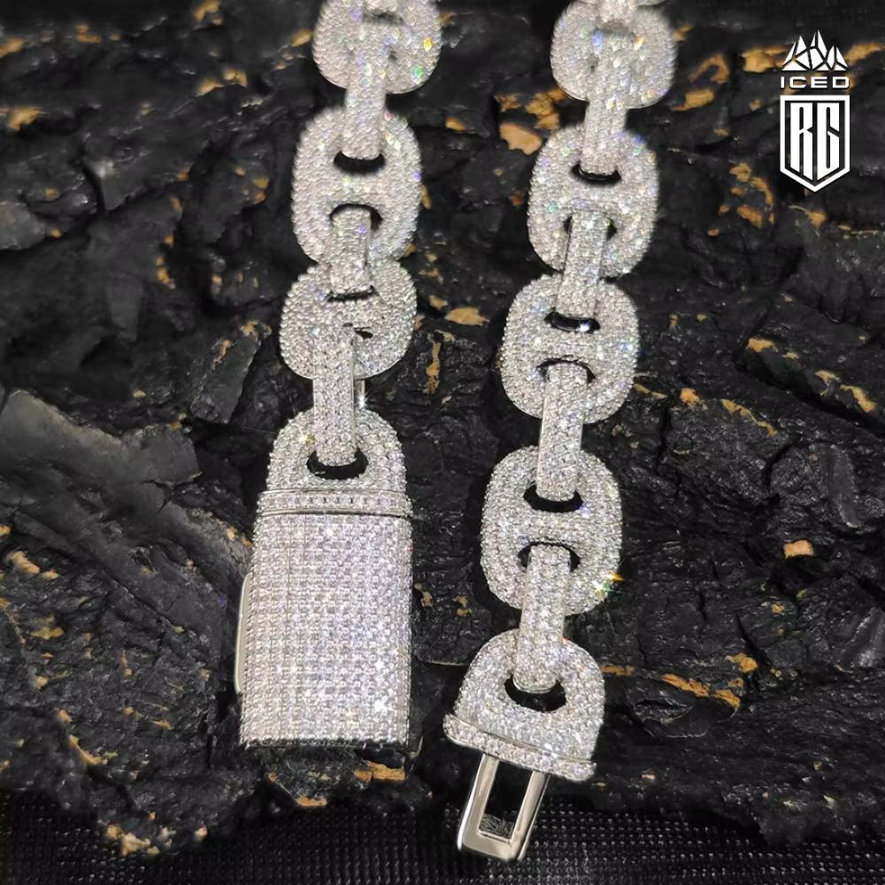 Lắc tay tấm viên, và baguette. Shiny Iced Out Bracelet Cubic Zirconia Cuban Link. LT-CZ-10005
