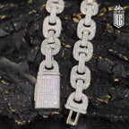 Lắc tay tấm viên, và baguette. Shiny Iced Out Bracelet Cubic Zirconia Cuban Link. LT-CZ-10005