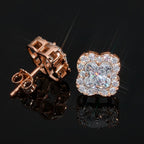 Bông Tai Hoa Bạc, Vàng hồng đá Moissanite. S925 Silver Moissanite Flower Earrings. BT-CZ-10001