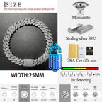 Dây chuyền bạc S925, đá Moissanite VVS kiểm định GRA 25MM. Moissanite Chain VVS Cuban. DC-MS-10001