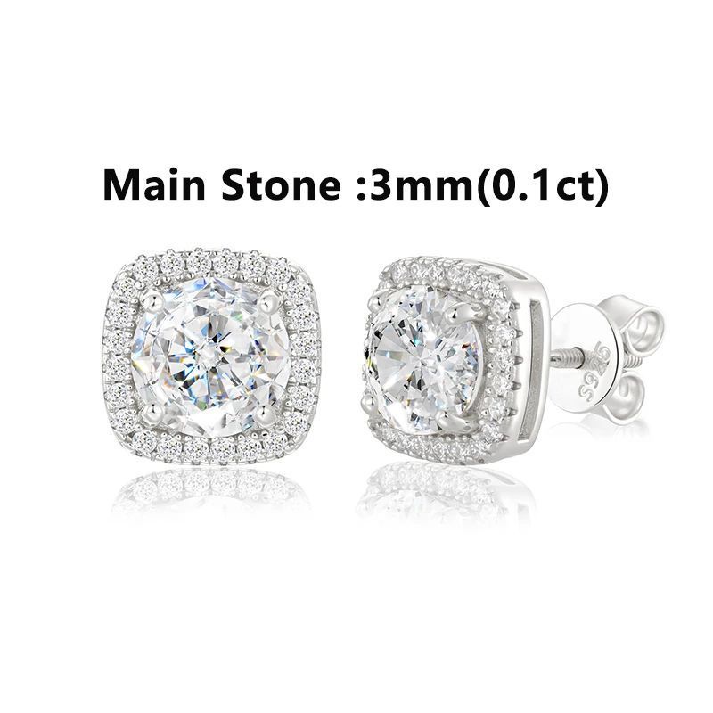 Bông tai 0.3-4CT D VVS1 Moissanite Stud Earrings 925 Sterling Silver Sparkling BT-CZ-10003