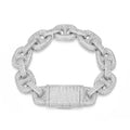 Lắc tay tấm viên, và baguette. Shiny Iced Out Bracelet Cubic Zirconia Cuban Link. LT-CZ-10005