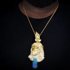 Mặt dây chuyền Jesus Christ Head Pendant Moissanite Praying Hands Charm 925 Silver. MDC-CZ-10008