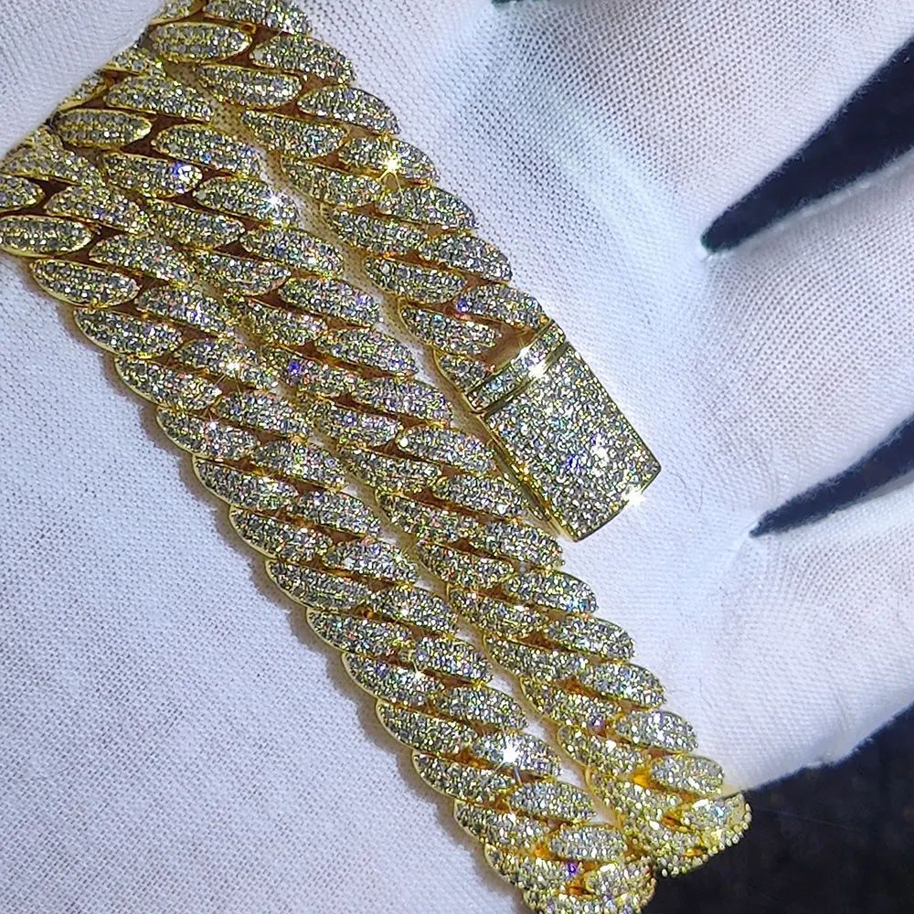 Dây chuyền size10mm Hip Hop Cubic Zircon Iced Out Bubbles Cuban Link Chain Necklace - DC-CZ-10001