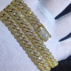 Dây chuyền size10mm Hip Hop Cubic Zircon Iced Out Bubbles Cuban Link Chain Necklace - DC-CZ-10001