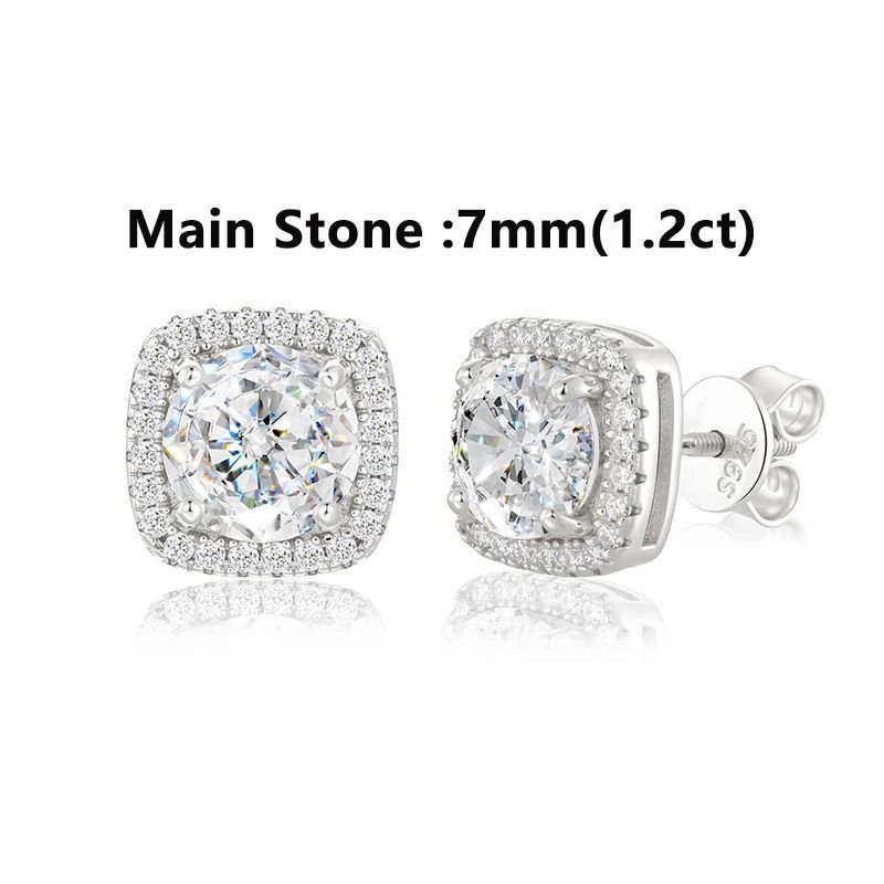 Bông tai 0.3-4CT D VVS1 Moissanite Stud Earrings 925 Sterling Silver Sparkling BT-CZ-10003