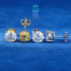 Bông tai 8mm Moissanite Earring S925 .VVS 18K Gold Plated Stud Ear Gift BT-CZ-10002
