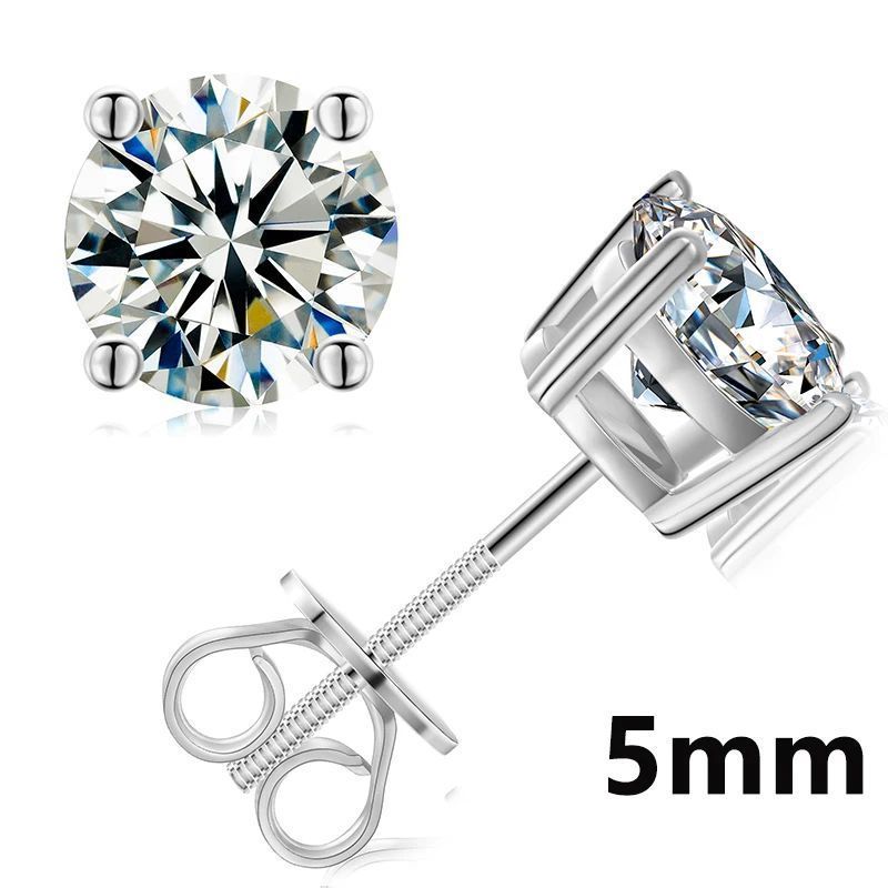 Bông tai 0.3-4CT D VVS1 Moissanite Stud Earrings 925 Sterling Silver Sparkling BT-CZ-10003