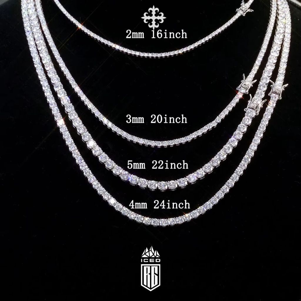 Dây chuyền 2/3/4/5mm Moissanite. Tennis Chain Hip Hop VVS Moissanite Tennis Necklace LT-CZ-10008