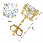 Bông tai 8mm Moissanite Earring S925 .VVS 18K Gold Plated Stud Ear Gift BT-CZ-10002