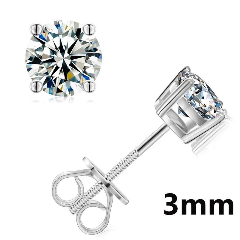 Bông tai 0.3-4CT D VVS1 Moissanite Stud Earrings 925 Sterling Silver Sparkling BT-CZ-10003