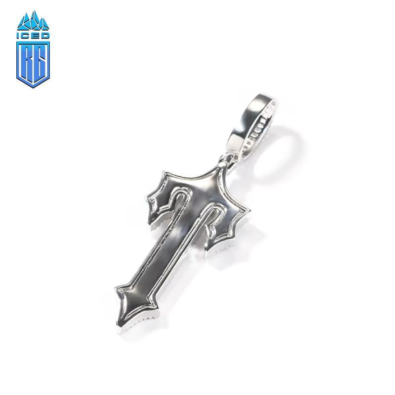 Mặt dây chuyền Cross CZ Stone Paved Bling Iced Out Anchor Cross Pendants Necklace MDC-CZ-10005