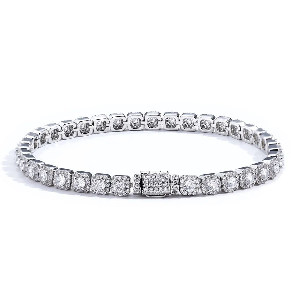 Lắc tay 5mm, CZ stone, Iced Tennis Bracelet White Gold Round Cut Diamond - RGICED - LT-CZ-10001
