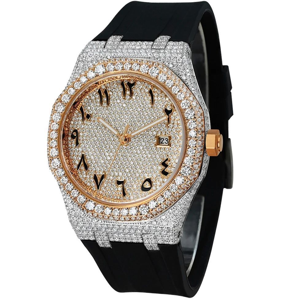 Hip Hop Men Watch Jewelry Square Bezel VVS Moissanite Iced Out DH-MS-10002