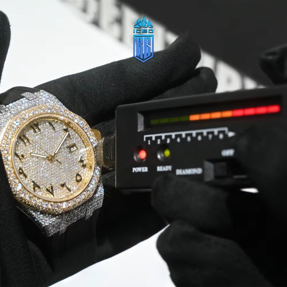 Hip Hop Men Watch Jewelry Square Bezel VVS Moissanite Iced Out DH-MS-10002