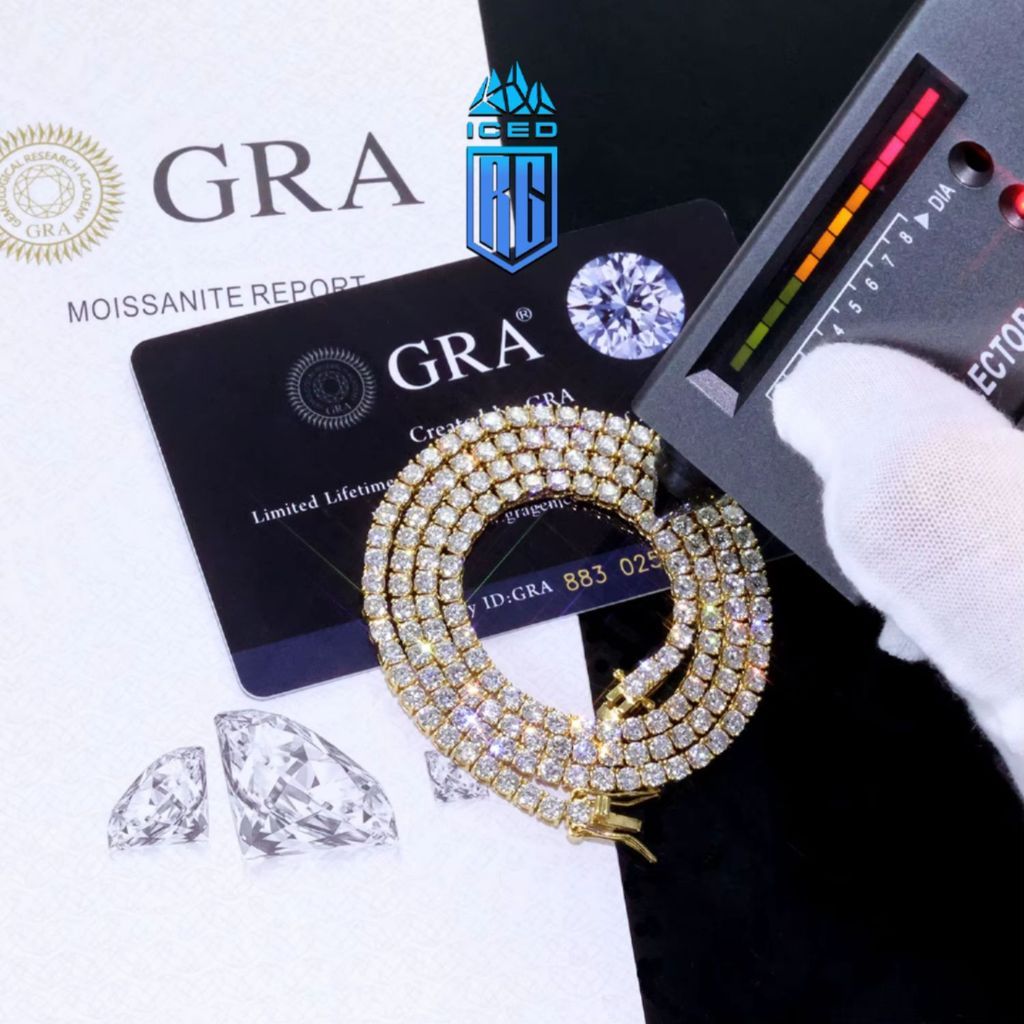Moissanite Tennis Chain Necklace 925 Silver Iced Out VVS Pass Diamond Tester 2/3/4/5mm DC-MS-10003
