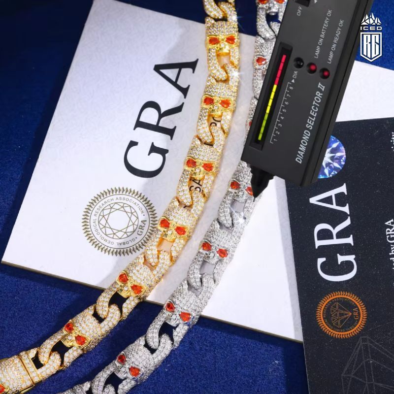 Lắc tay hình đầu lâu. Đá CZ, Mois. Skeleton Link Bracelet 925 Sterling Silver Mois. LT-CZ-MS-10004