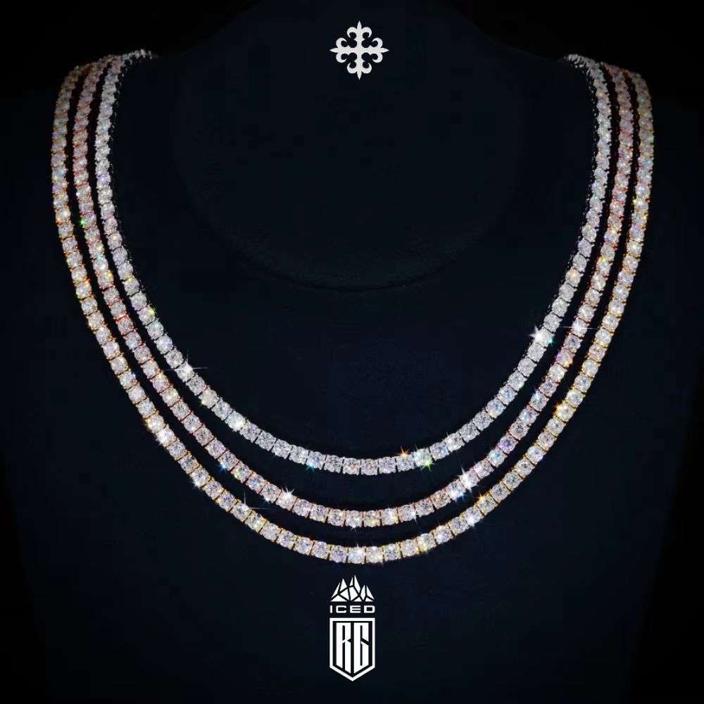 Dây chuyền 2/3/4/5mm Moissanite. Tennis Chain Hip Hop VVS Moissanite Tennis Necklace LT-CZ-10008
