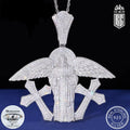 Mặt dây chuyền Bạc S925 đá Moissanite. Angel Jesus Pendant. Diamond Cross Wing MDC-CZ-10003