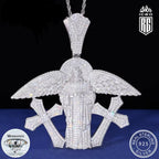 Mặt dây chuyền Bạc S925 đá Moissanite. Angel Jesus Pendant. Diamond Cross Wing MDC-CZ-10003