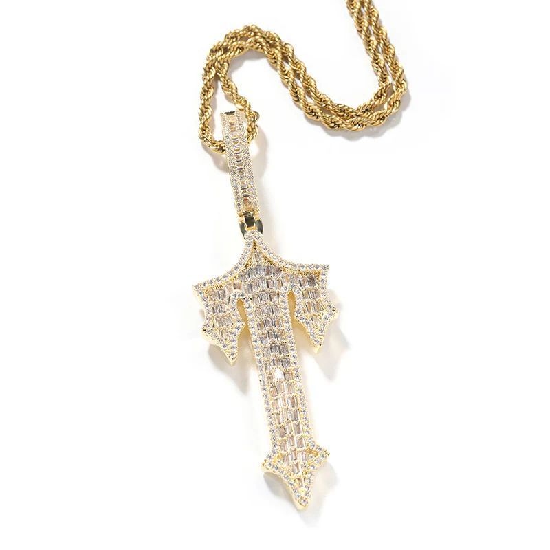 Mặt dây chuyền Cross CZ Stone Paved Bling Iced Out Anchor Cross Pendants Necklace MDC-CZ-10005