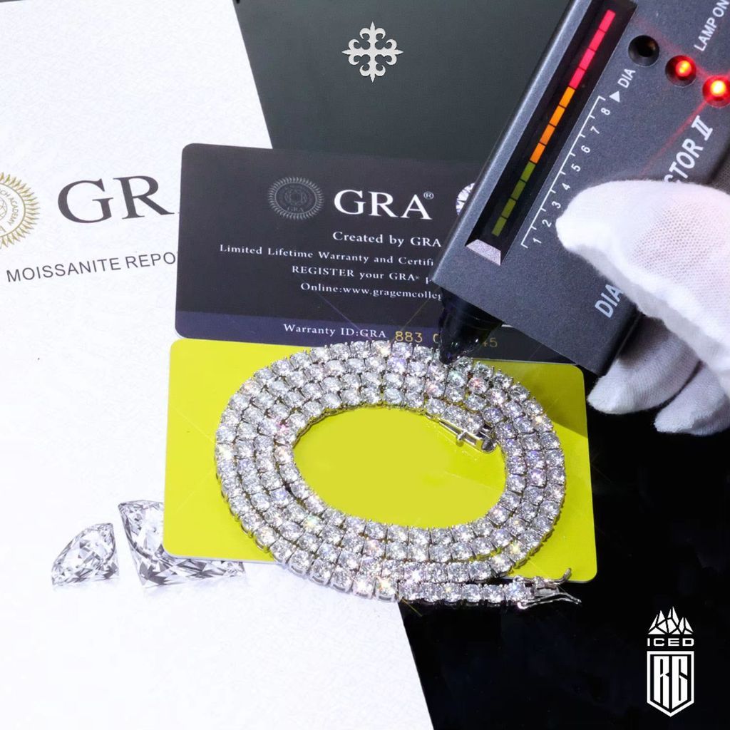 Dây chuyền 2/3/4/5mm Moissanite. Tennis Chain Hip Hop VVS Moissanite Tennis Necklace LT-CZ-10008