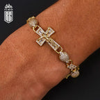 Lắc tay Thánh Giá 8mm Cross Chain Bracelet CZ 18k Gold Plated LT-CZ-10006