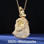 Mặt dây chuyền Jesus Christ Head Pendant Moissanite Praying Hands Charm 925 Silver. MDC-CZ-10008