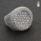 Nhẫn to bản, cho nam. Big Round Ring Luxury Full Diamond Signet Ring Cubic Zirconia. NX-CZ-10003