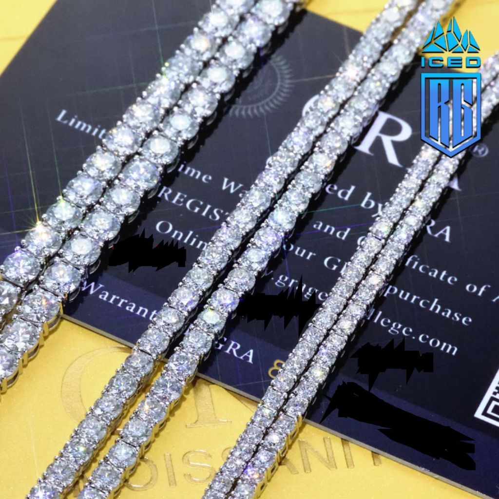Moissanite Tennis Chain Necklace 925 Silver Iced Out VVS Pass Diamond Tester 2/3/4/5mm DC-MS-10003