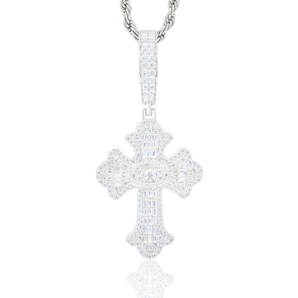 Mặt Dây chuyền Đá Moissanite D VVS1. 925 Sterling Silver Cross Pendant. MDC-CZ-10002