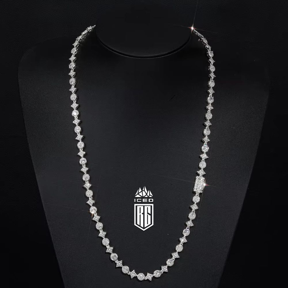 Dây chuyền, lắc tay ngôi sao. Mixed Quadrangular Star Tennis Chain Necklace CZ. DC-CZ-10005